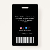 QR Code Modern Black Business Logo Event Badge (Achterkant)