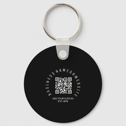 QR Code modern, Black Business logo Round Sleutelhanger (Voorkant)