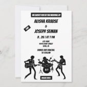 QR Code Modern Black en Withe Music Wedding Kaart (Voorkant)