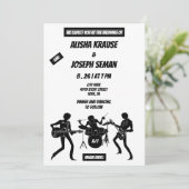 QR Code Modern Black en Withe Music Wedding Kaart (Staand voorkant)