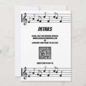 QR Code Modern Black en Withe Music Wedding Kaart (Achterkant)