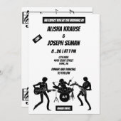 QR Code Modern Black en Withe Music Wedding Kaart (Voorkant / Achterkant)