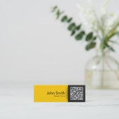 QR-code Modern Black & Gold Consultant Mini Visitekaartje (Staand voorkant)