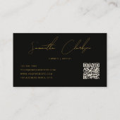 QR Code Modern Black & Gold Handwritten Script Visitekaartje (Achterkant)