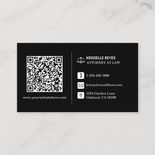 QR-code Modern Black Logo Professional Visitekaartje (Voorkant)