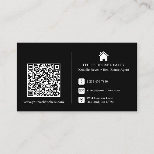 QR-code Modern Black Logo Professional Visitekaartje (Voorkant)