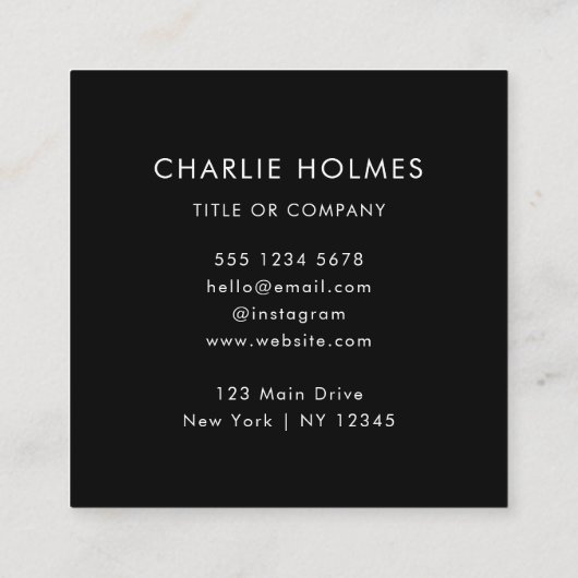 QR-code | Modern Black Professional Scan me Vierkante Visitekaartje (Achterkant)