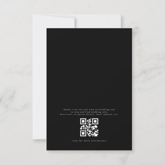 QR-code Modern Black & White Minimal Leaf Wedding Kaart (Achterkant)