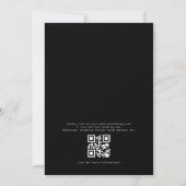 QR-code Modern Black & White Minimal Leaf Wedding Kaart (Achterkant)