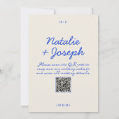 QR Code Modern Blauw Kleurrijke Whimsical Wedding Kaart (Achterkant)