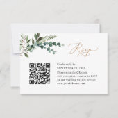 QR Code Modern Boho Greenery Gold Wedding RSVP Kaartje (Voorkant)