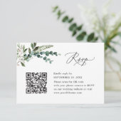 QR Code Modern Boho Greenery Wedding RSVP Kaartje (Staand voorkant)