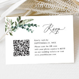 QR Code Modern Boho Greenery Wedding RSVP Kaartje