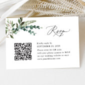 QR Code Modern Boho Greenery Wedding RSVP Kaartje