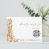 QR-code Modern Boho Pampas Grass Wedding RSVP Kaartje (Staand voorkant)