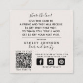 QR Code Modern Botanisch Blush Zwart Verwijzings K Vierkante Visitekaartje (Achterkant)