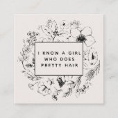 QR Code Modern Botanisch Blush Zwart Verwijzings K Vierkante Visitekaartje (Voorkant)