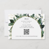QR-code Modern Botanisch groen loof bruiloft RSVP Kaartje (Voorkant)