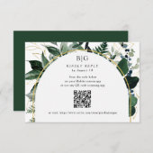 QR-code Modern Botanisch groen loof bruiloft RSVP Kaartje (Voorkant / Achterkant)