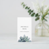 QR code Modern Botanisch groen Zwart Wit Visitekaartje (Staand voorkant)