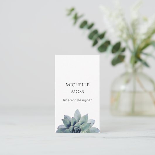 QR code Modern Botanisch groen Zwart Wit Visitekaartje (Staand voorkant)