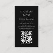 QR code Modern Botanisch groen Zwart Wit Visitekaartje (Achterkant)