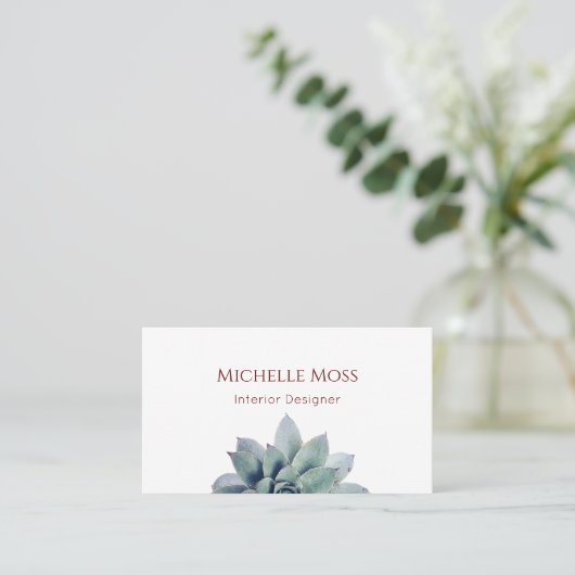 QR-code Modern Botanisch Succulent Visitekaartje (Staand voorkant)