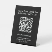 QR Code Modern Business Black Reclamebord Met Voetstuk (Voorkant)