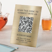 QR-code Modern Business Gold Reclamebord Met Voetstuk (Insitu)