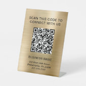QR-code Modern Business Gold Reclamebord Met Voetstuk (Voorkant)