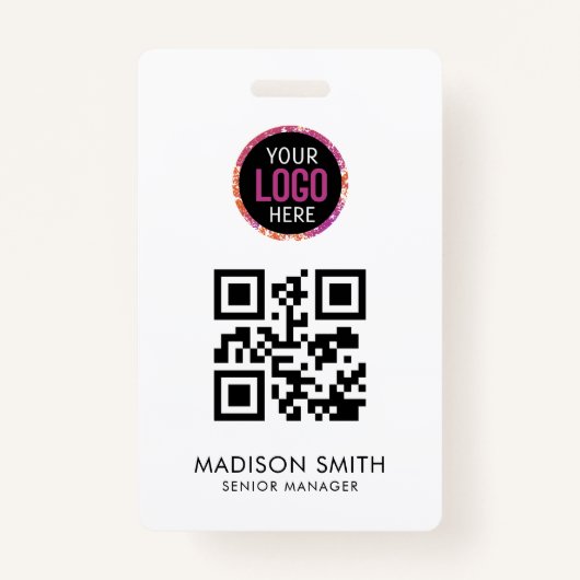 QR Code | Modern  Business Logo Event Badge (Voorkant)