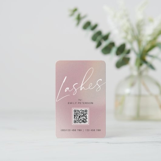 QR-code modern chic lash extension verticaal Visitekaartje (Staand voorkant)