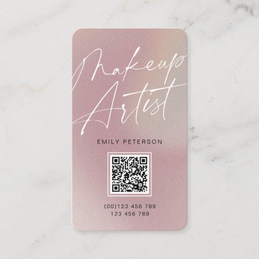 QR-code modern chic make-up artiest verticaal Visitekaartje (Voorkant)