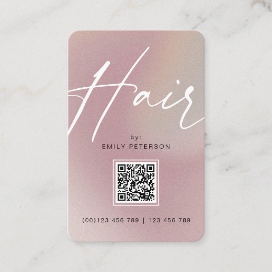 QR-code modern chic trendy hair styling verticaal Visitekaartje (Voorkant)