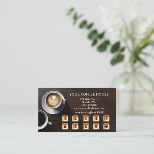 QR Code Modern Coffee Loyalty Punch Kaart (Staand voorkant)