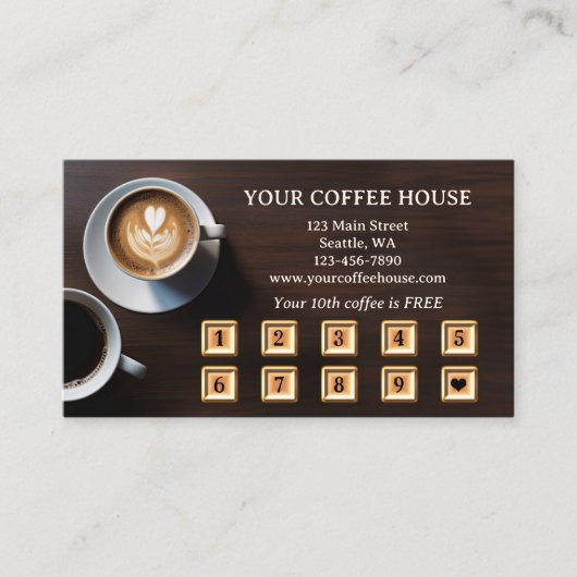 QR Code Modern Coffee Loyalty Punch Kaart (Voorkant)