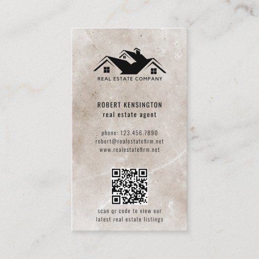 QR-code Modern Custom Logo Real Estate Agent Visitekaartje (Voorkant)