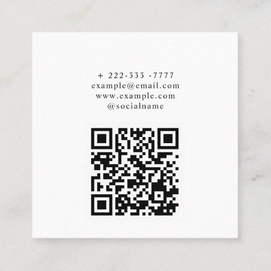 QR Code Modern Elegance Initiaal Monogram Vierkante Visitekaartje (Achterkant)