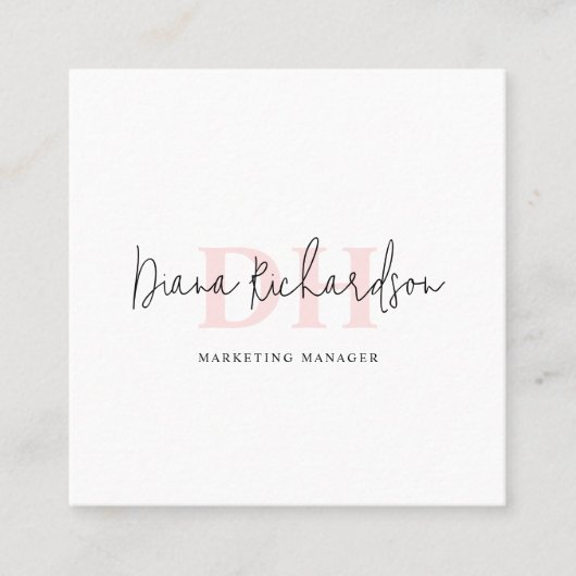 QR Code Modern Elegance Initiaal Monogram Vierkante Visitekaartje (Voorkant)