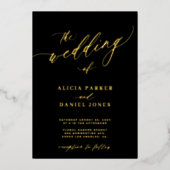 QR code modern elegant goud zwart bruiloft Folie Uitnodiging (Voorkant)