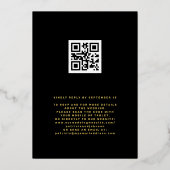 QR code modern elegant goud zwart bruiloft Folie Uitnodiging (Achterkant)