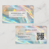 QR-code Modern Elegant Holographic Irediscent Visitekaartje (Voorkant / Achterkant)