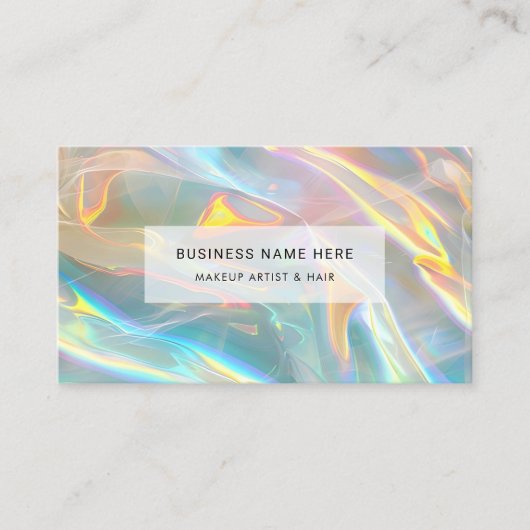 QR-code Modern Elegant Holographic Irediscent Visitekaartje (Voorkant)