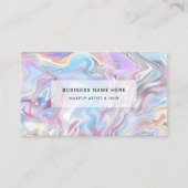 QR Code Modern Elegant Holographic Marble Pastel Visitekaartje (Voorkant)