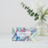 QR Code Modern Elegant Holographic Marble Stone Visitekaartje (Staand voorkant)