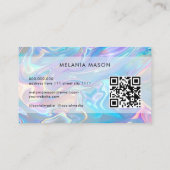 QR-code Modern Elegant Iridisent Holographic Visitekaartje (Achterkant)