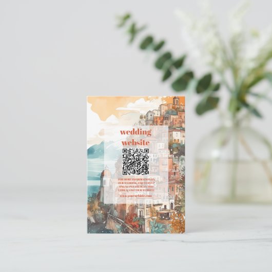 qr code Modern Elegant Italië Bestemming Bruiloft Informatiekaartje (Staand voorkant)