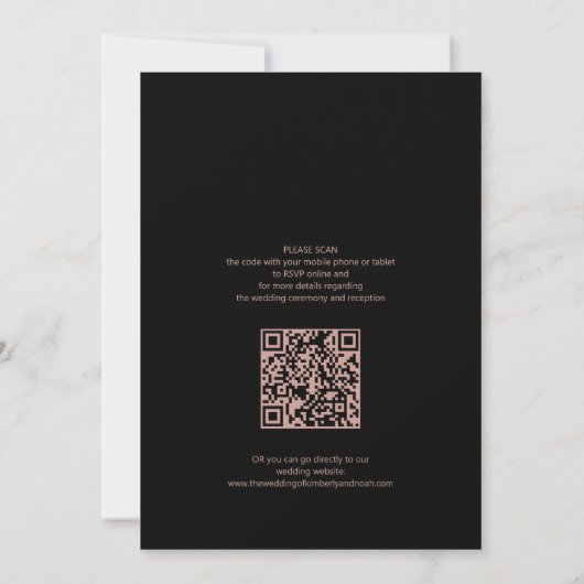 QR-code modern elegant roos goud zwart Kaart (Achterkant)