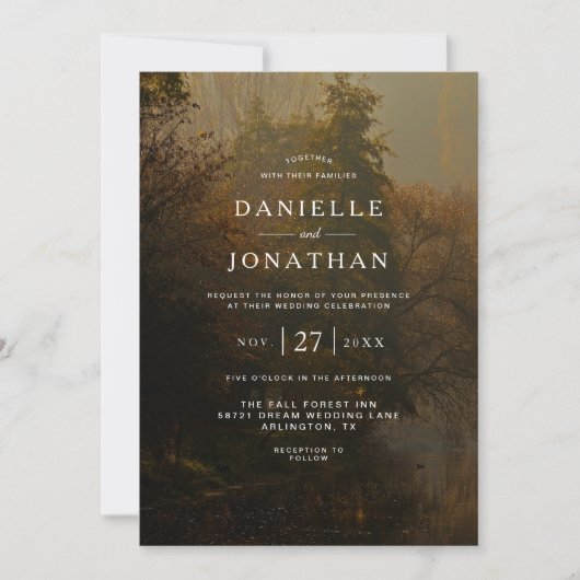 QR Code Modern Elegant  Rustiek Fall Wedding Kaart (Voorkant)