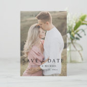 QR Code Modern Elegant Script 2 foto bruiloft Save The Date (Staand voorkant)